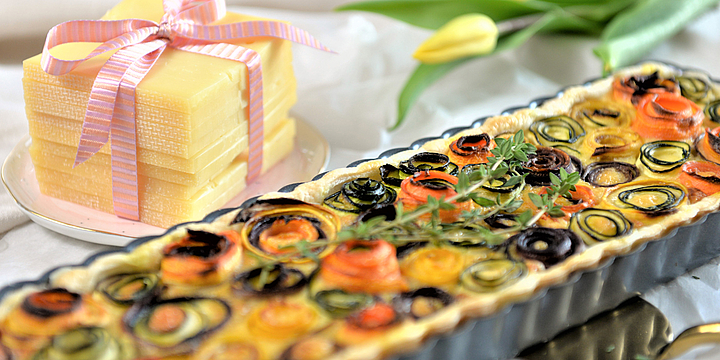 Raclette vegetable roses quiche