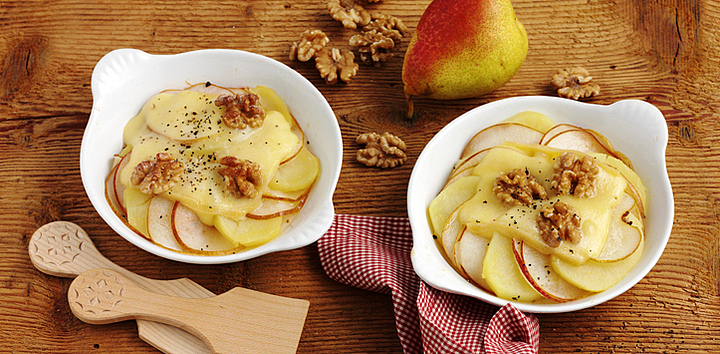 Gratin de pommes de terre et de poires à la raclette