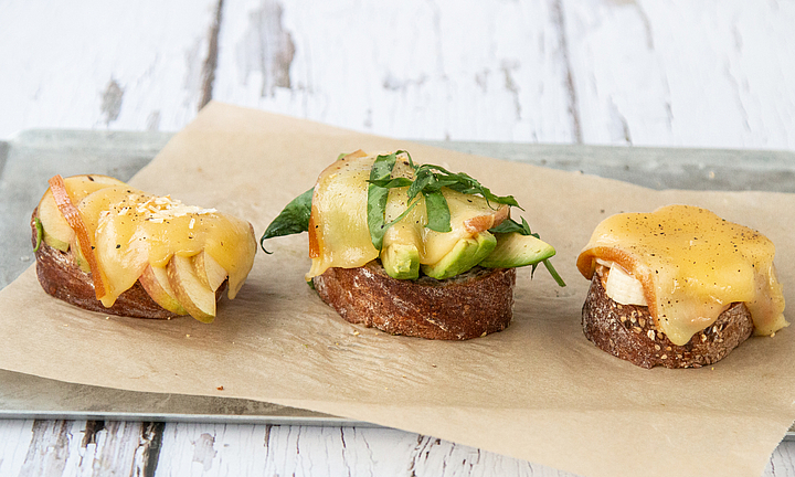 Raclette toast with wild garlic avocado