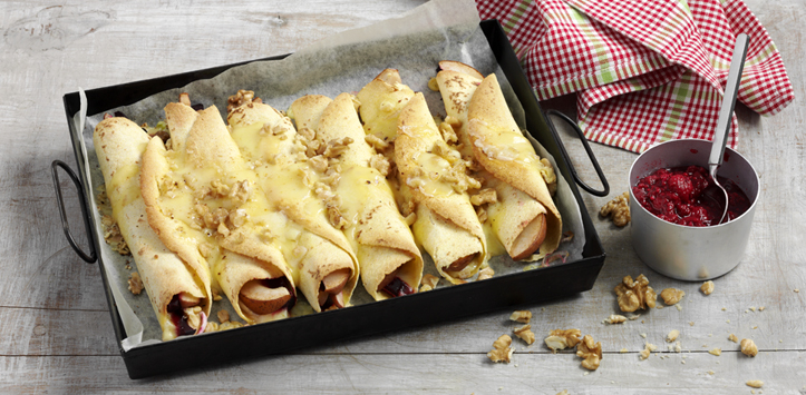 Tortillas au fromage à raclette et au chutney de fruits rouges 