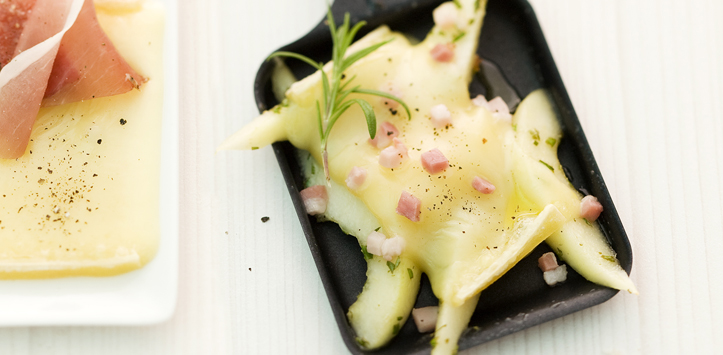 Fromage à raclette aux poires et au lard