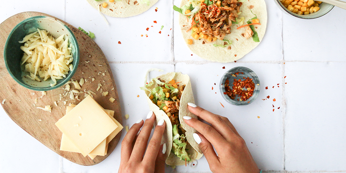 Tacos au fromage à raclette et pleurotes effilochés