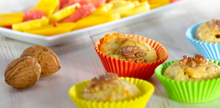 Muffins à la raclette et salade de fruits 