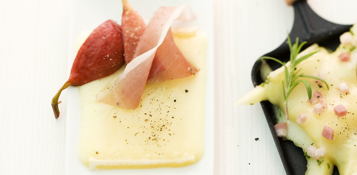 Raclette mit Portwein-Feigen und Schinken Raclette mit Portwein-Feigen und Schinken