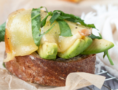 Raclette toast with wild garlic avocado