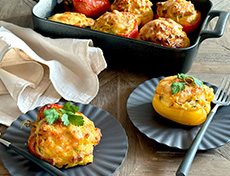 Überbackene Raclette-Polenta-Peperoni